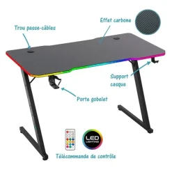 Bureau gaming AMSTRAD AMS-DESK120Z LED ASTRA
