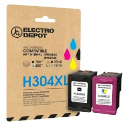 Cartouche d'encre ELECTRO DEPOT compatible HP H 304 XL noir et couleurs