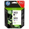 Cartouche d’encre HP 303 Pack de 2 , Noire et Trois Couleurs, Authentiques (3YM92AE)