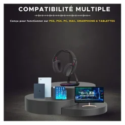 Casque gaming THE G-LAB Korp Platinium sans fil