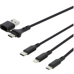 Câble 3 en 1 Lightning, Micro USB et USB-C / USB et USB-C SEDEA Noir