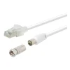 Câble SEDEA RJ45/ TV 9,5 2M Blanc + adaptateur