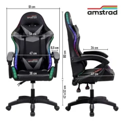 Chaise gaming AMSTRAD 900 LED Tiger Noir
