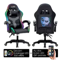 Chaise gaming AMSTRAD AMS LED PIXEL Noir