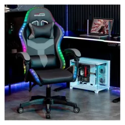 Chaise gaming AMSTRAD AMS LED PIXEL Noir