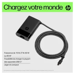Chargeur HP USB-C 65W – Chargeur universel pour ordinateur portable, tablette et smartphone