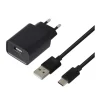 Chargeur secteur USB HIGH ONE 2,4AA + Câble USB-C/ USB 1M Noir