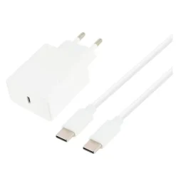 Chargeur secteur USB-C EDENWOOD 45W + Câble USB-C / USB-C 1M Blanc