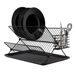 Egouttoir COSYLIFE métal noir pliable