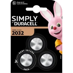 Lot de 3 Piles boutons lithium DURACELL Simply 2032 - 3V