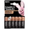 Lot de 6 Piles DURACELL Simply AA - LR06