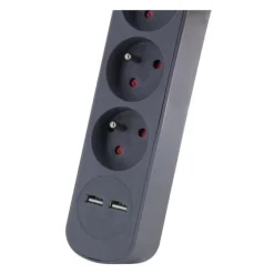 Multiprise CHACON x5 + 2 USB A - 1.5m