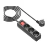 Multiprise GAO 3 prises noir avec interrupteur - Cable 1m