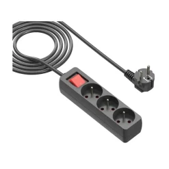 Multiprise GAO 3 prises noir avec interrupteur - Cable 1m