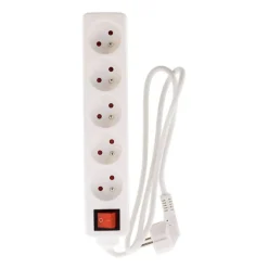 Multriprise ELECTRODEPOT 5 prises + interrupteur blanc - Cable 1m