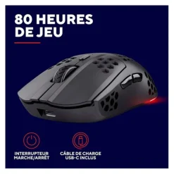Souris gaming TRUST HELOX sans fil Noir 4800Dpi ultra légère