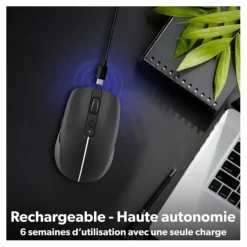 Souris rechargeable bluetooth DUAL CONNECT noire - GRADIENT