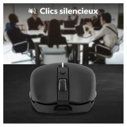 Souris rechargeable bluetooth DUAL CONNECT noire - GRADIENT