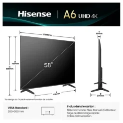 TV UHD 4K 58" HISENSE 58A6Q